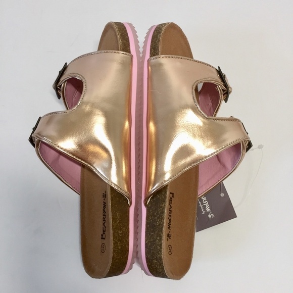 NEW BEARPAW Big Girls Faux Leather slip on Slide Sandals - Picture 5 of 12